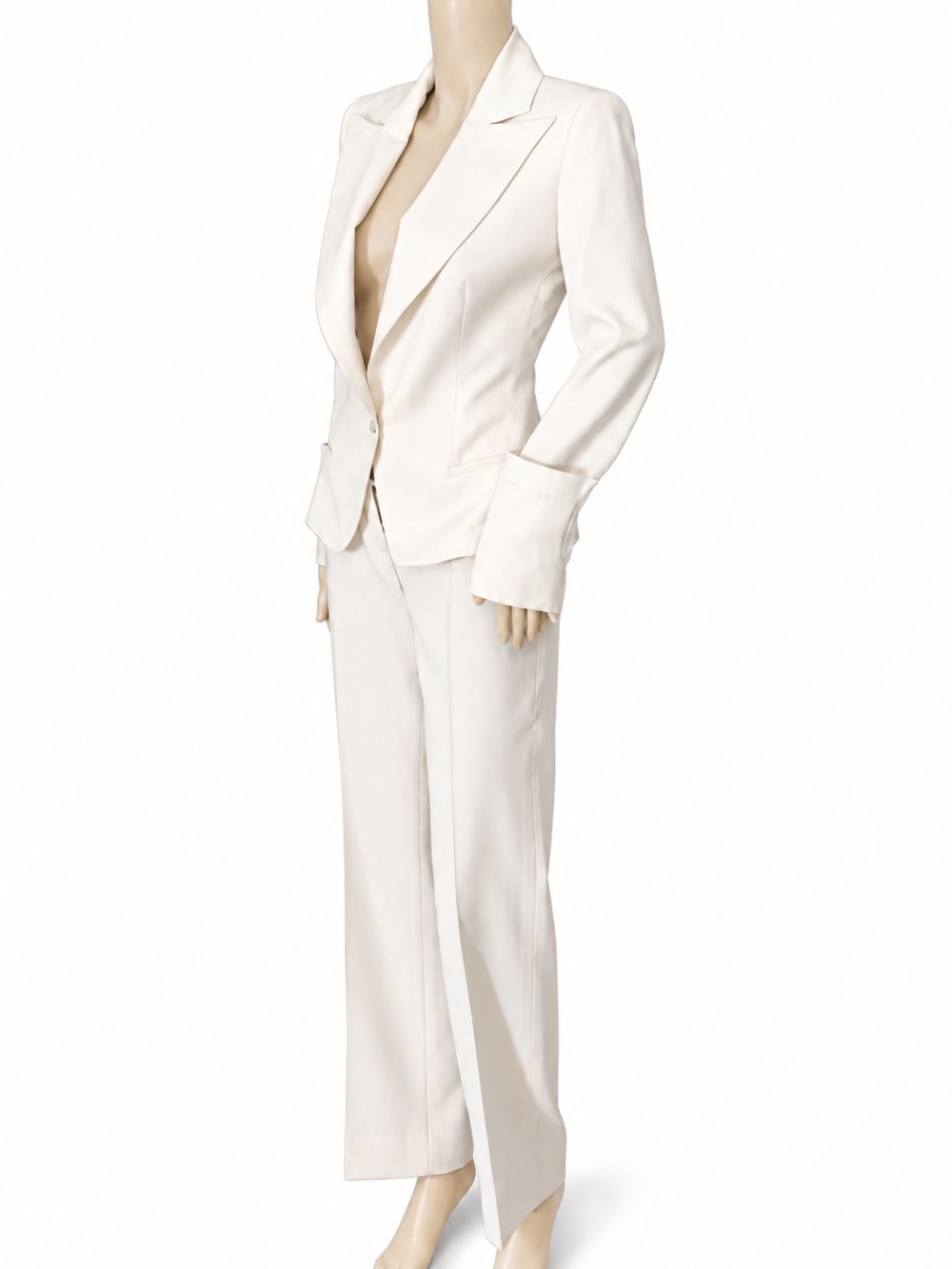 Vintage Archival Alexander McQueen Cream Cut Out Structured Suit 40